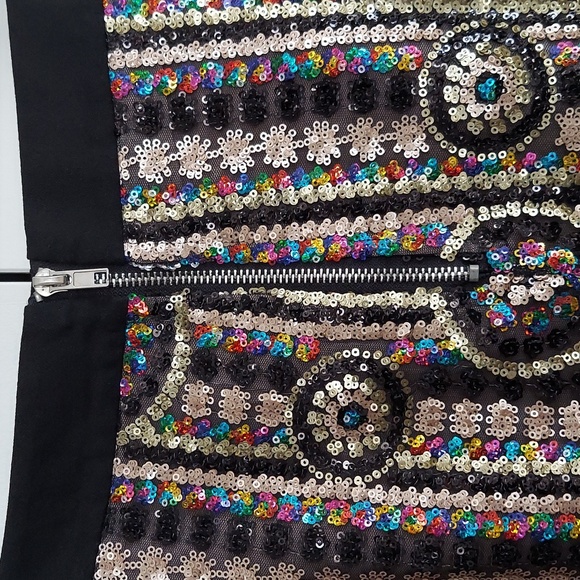 Endless Rose Multicolored Sequined Pencil Skirt Size Small Black Gold Rainbow - Picture 10 of 16